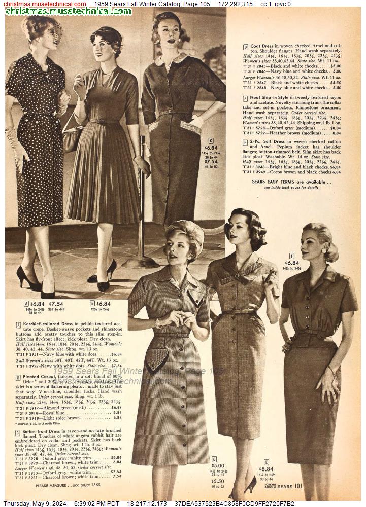 1959 Sears Fall Winter Catalog, Page 105