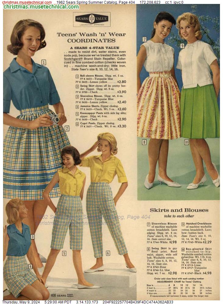 1962 Sears Spring Summer Catalog, Page 404