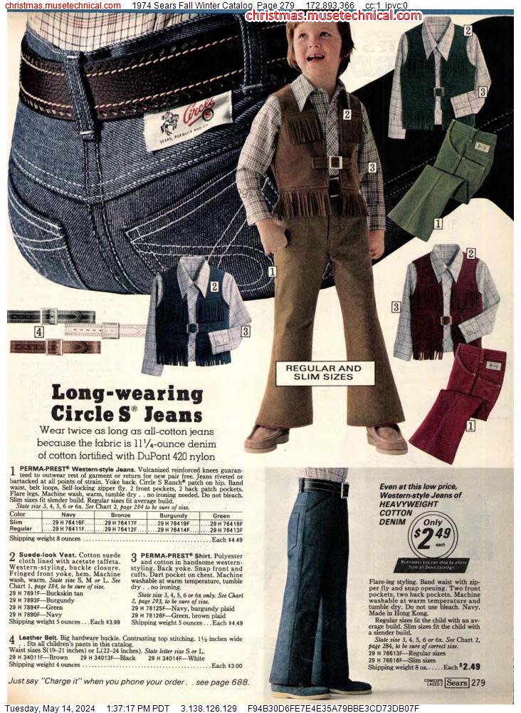 1974 Sears Fall Winter Catalog, Page 279