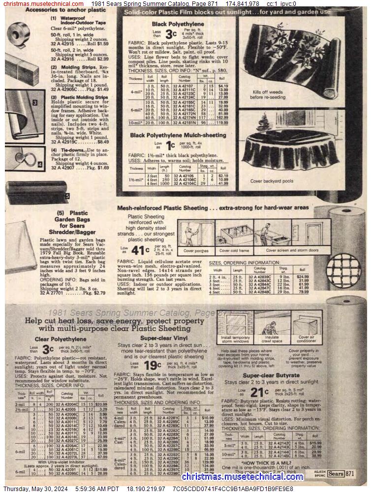 1981 Sears Spring Summer Catalog, Page 871