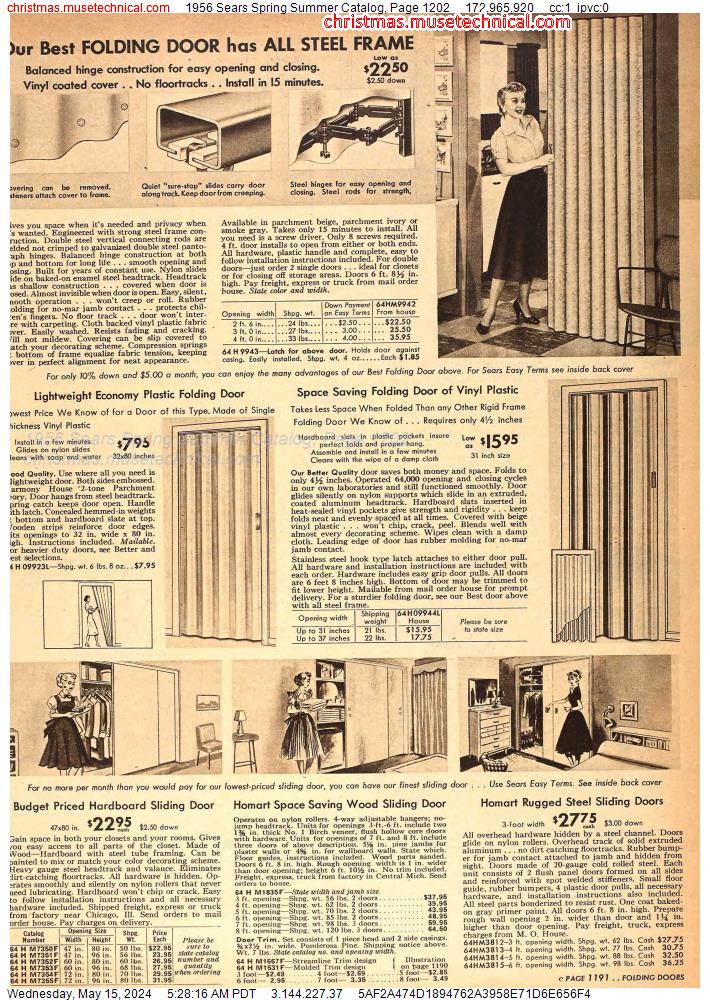 1956 Sears Spring Summer Catalog, Page 1202