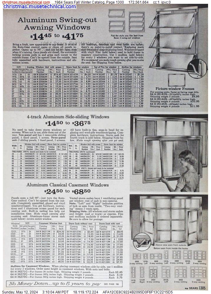 1964 Sears Fall Winter Catalog, Page 1300