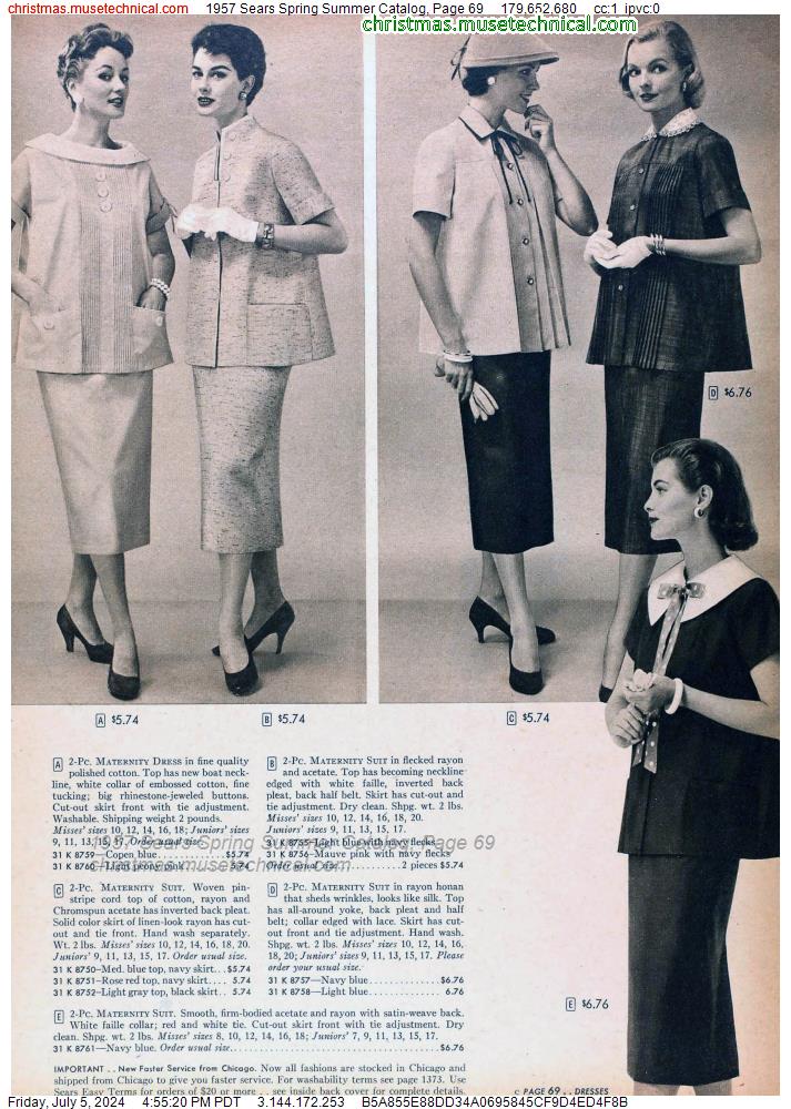 1957 Sears Spring Summer Catalog, Page 69
