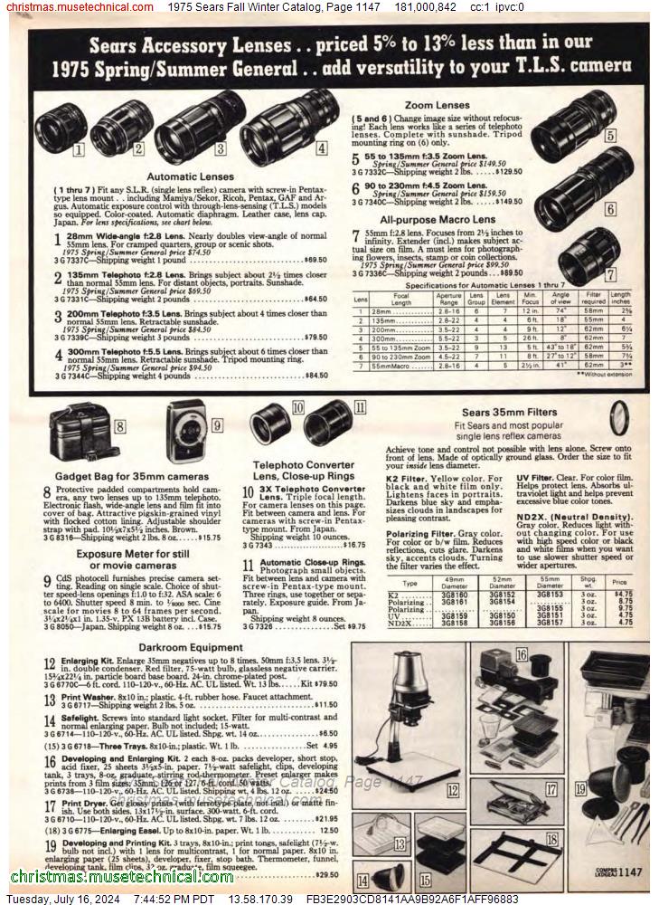 1975 Sears Fall Winter Catalog, Page 1147