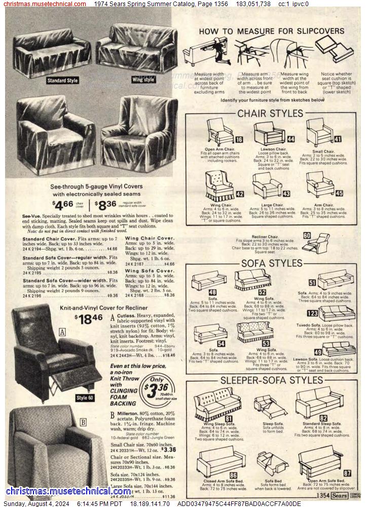 1974 Sears Spring Summer Catalog, Page 1356