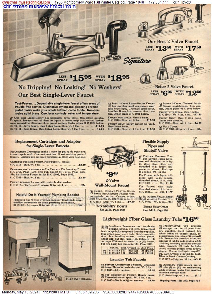 1966 Montgomery Ward Fall Winter Catalog, Page 1040