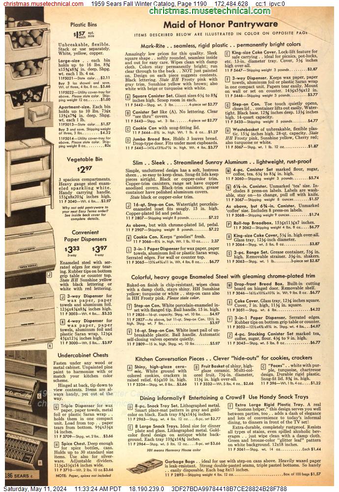 1959 Sears Fall Winter Catalog, Page 1190