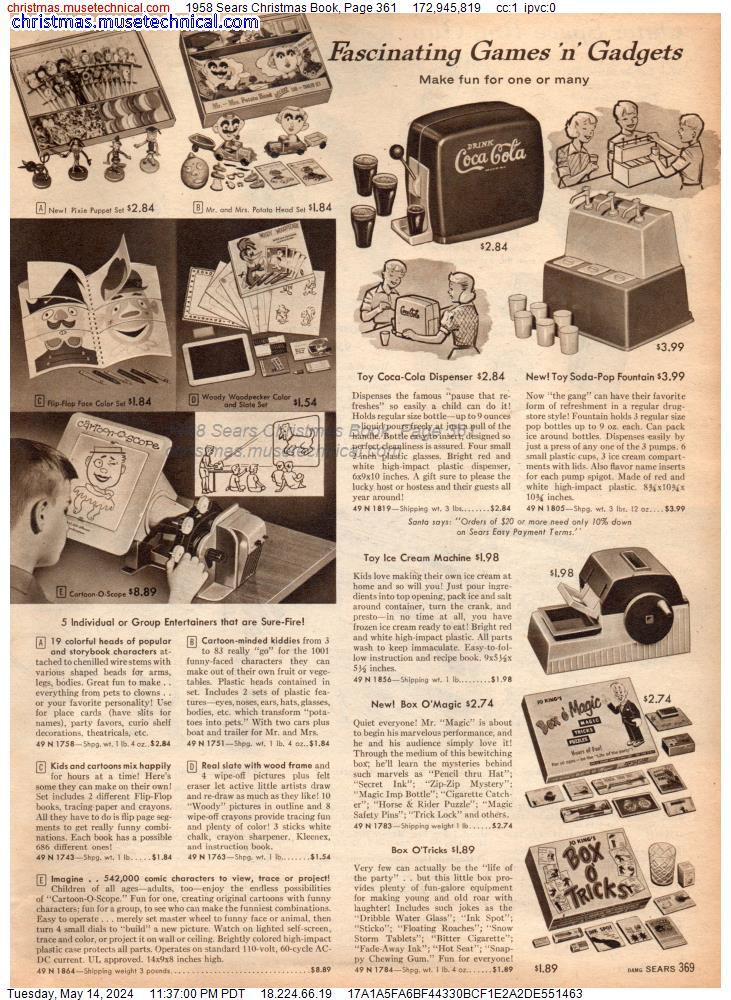 1958 Sears Christmas Book, Page 361