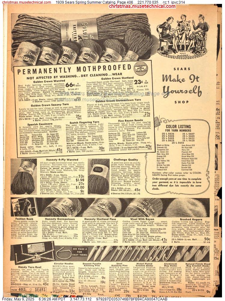 1939 Sears Spring Summer Catalog, Page 406