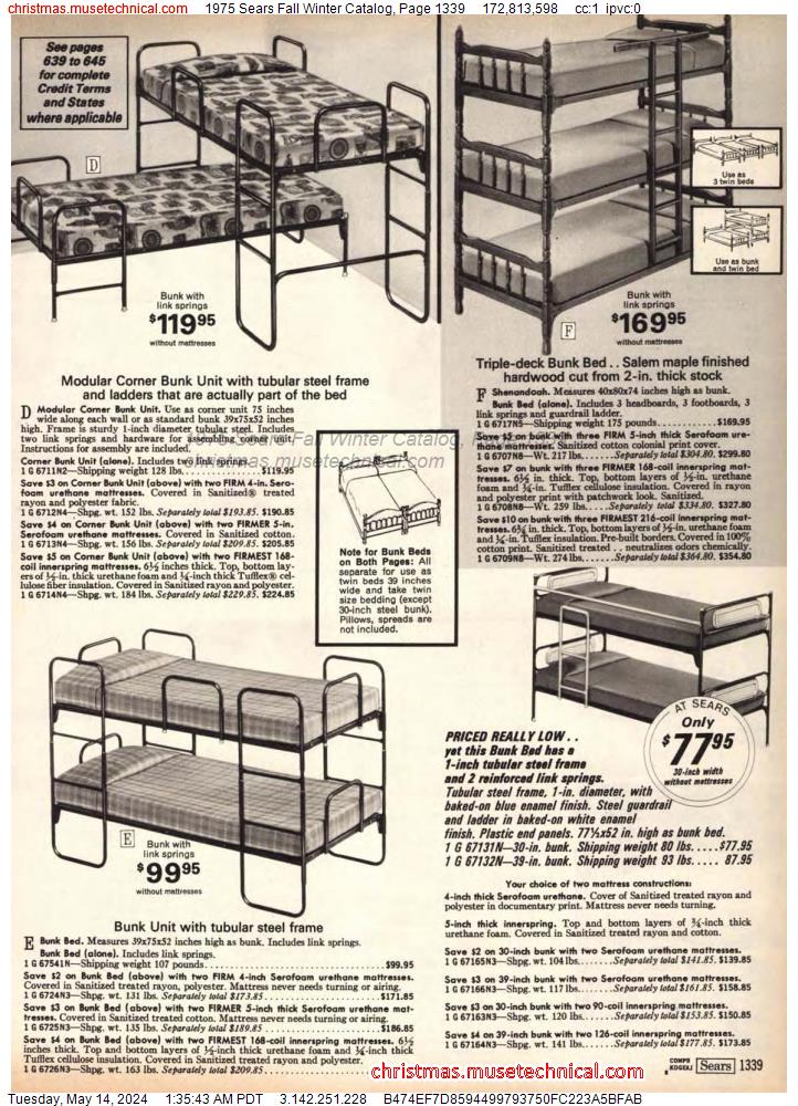 1975 Sears Fall Winter Catalog, Page 1339