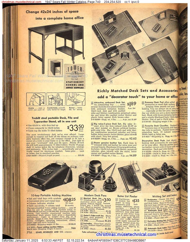 1947 Sears Fall Winter Catalog, Page 740