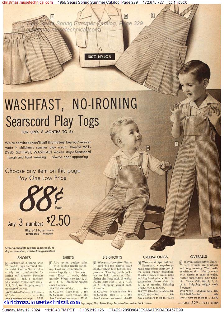 1955 Sears Spring Summer Catalog, Page 329