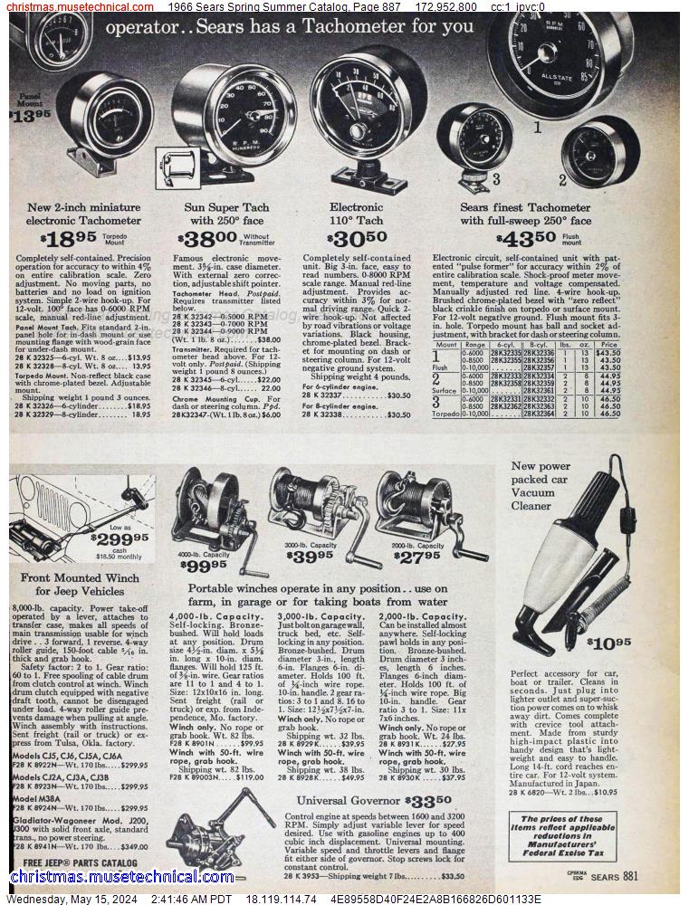 1966 Sears Spring Summer Catalog, Page 887