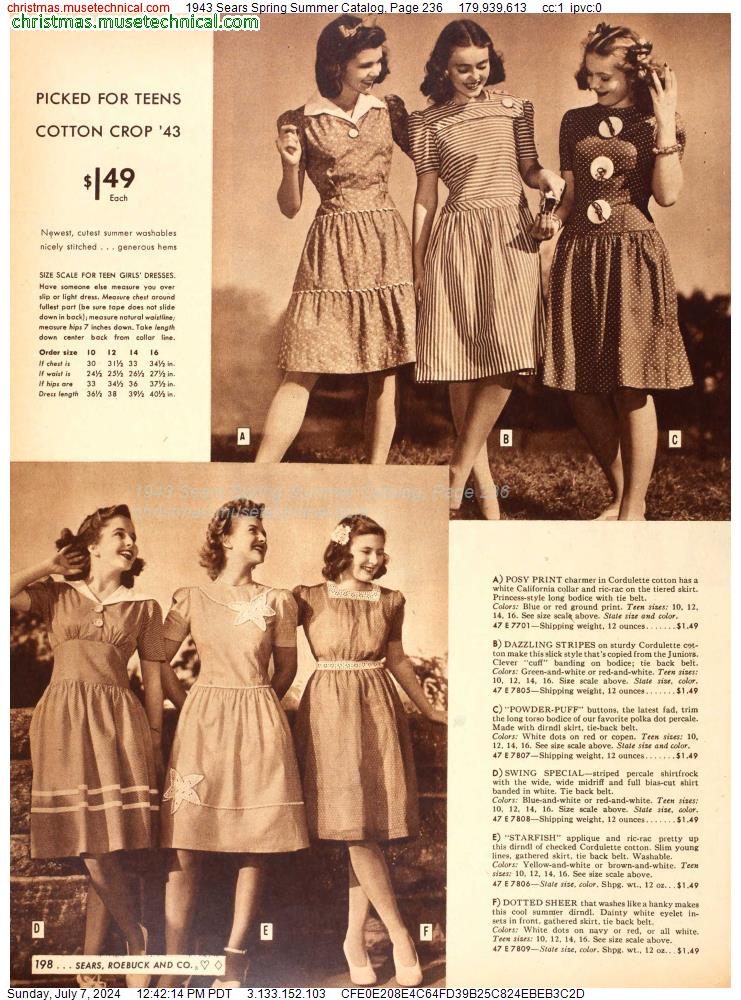 1943 Sears Spring Summer Catalog, Page 236