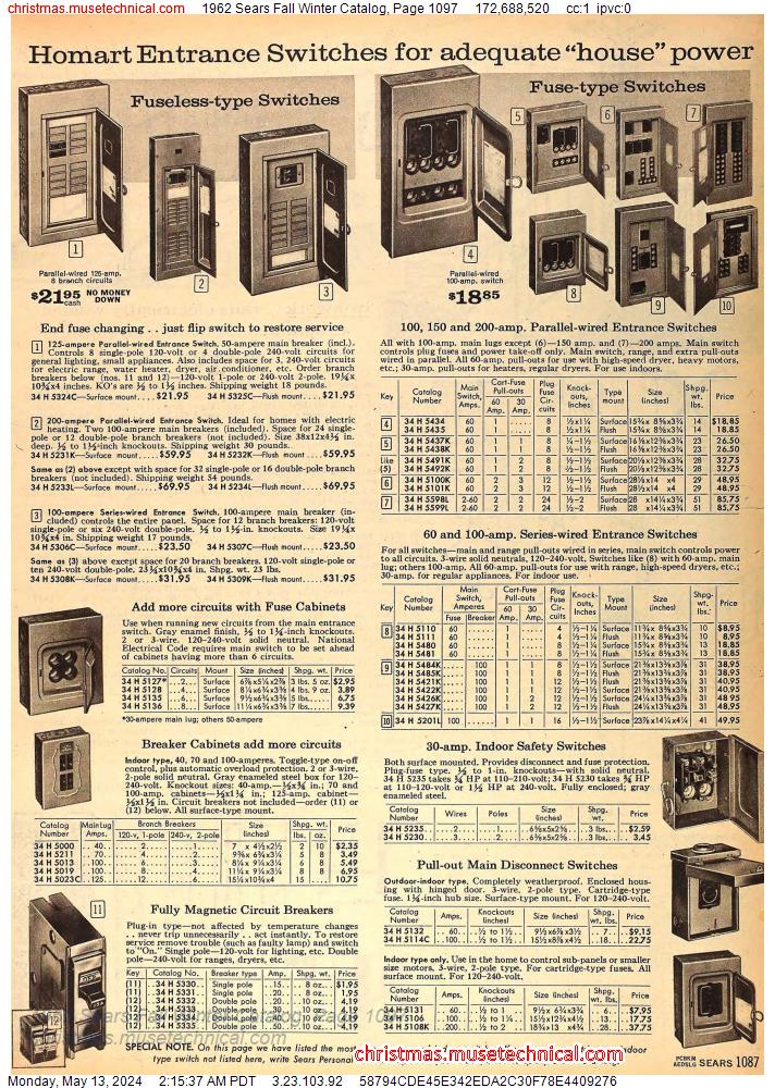 1962 Sears Fall Winter Catalog, Page 1097