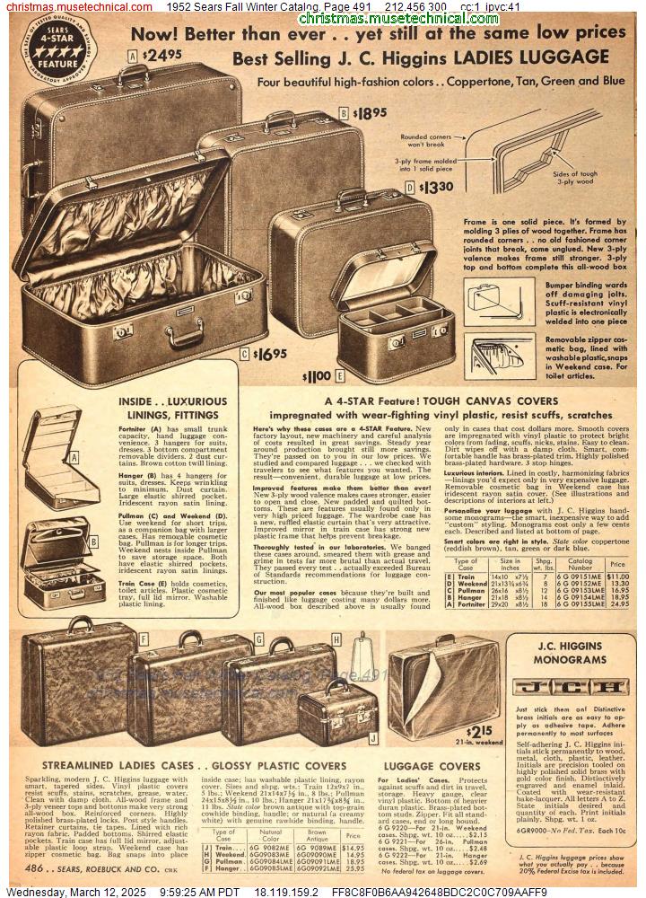 1952 Sears Fall Winter Catalog, Page 491