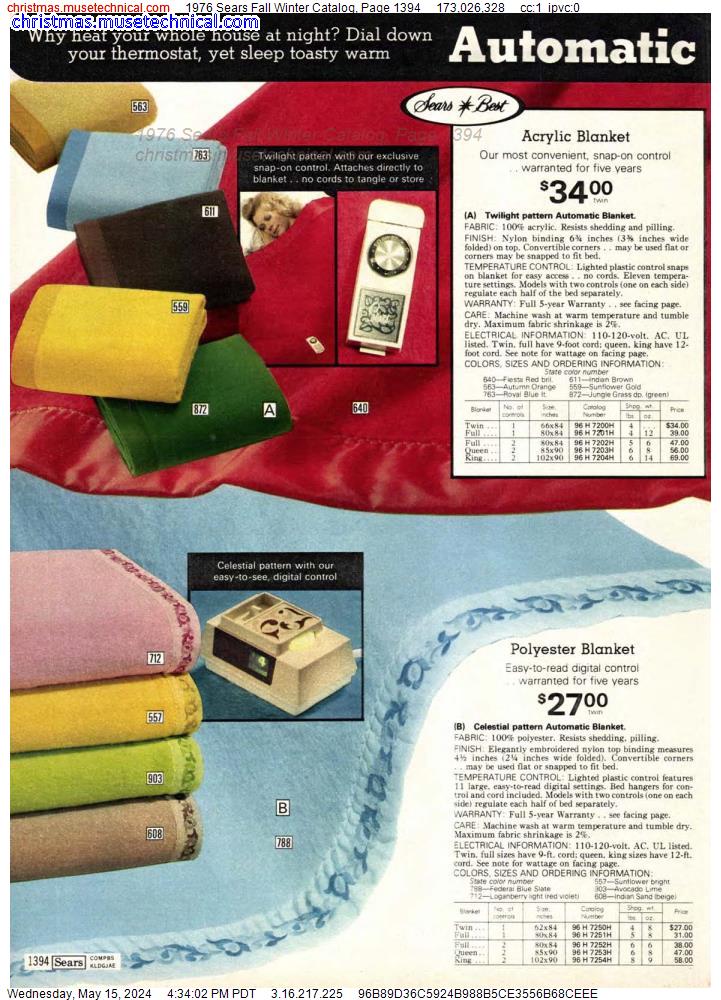 1976 Sears Fall Winter Catalog, Page 1394