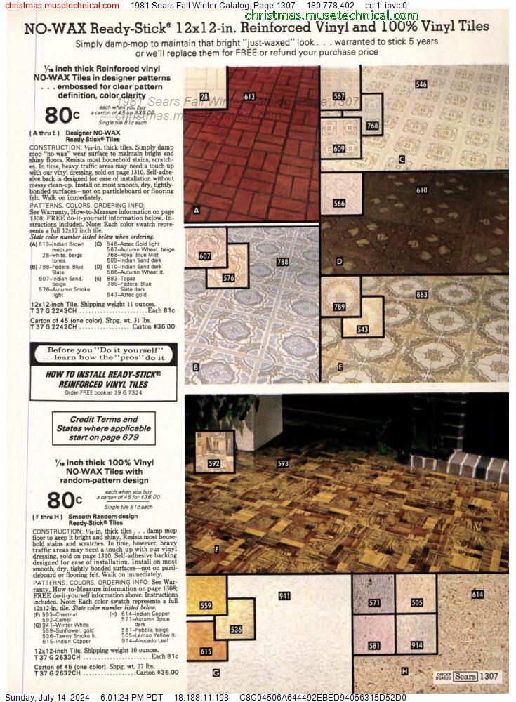 1981 Sears Fall Winter Catalog, Page 1307