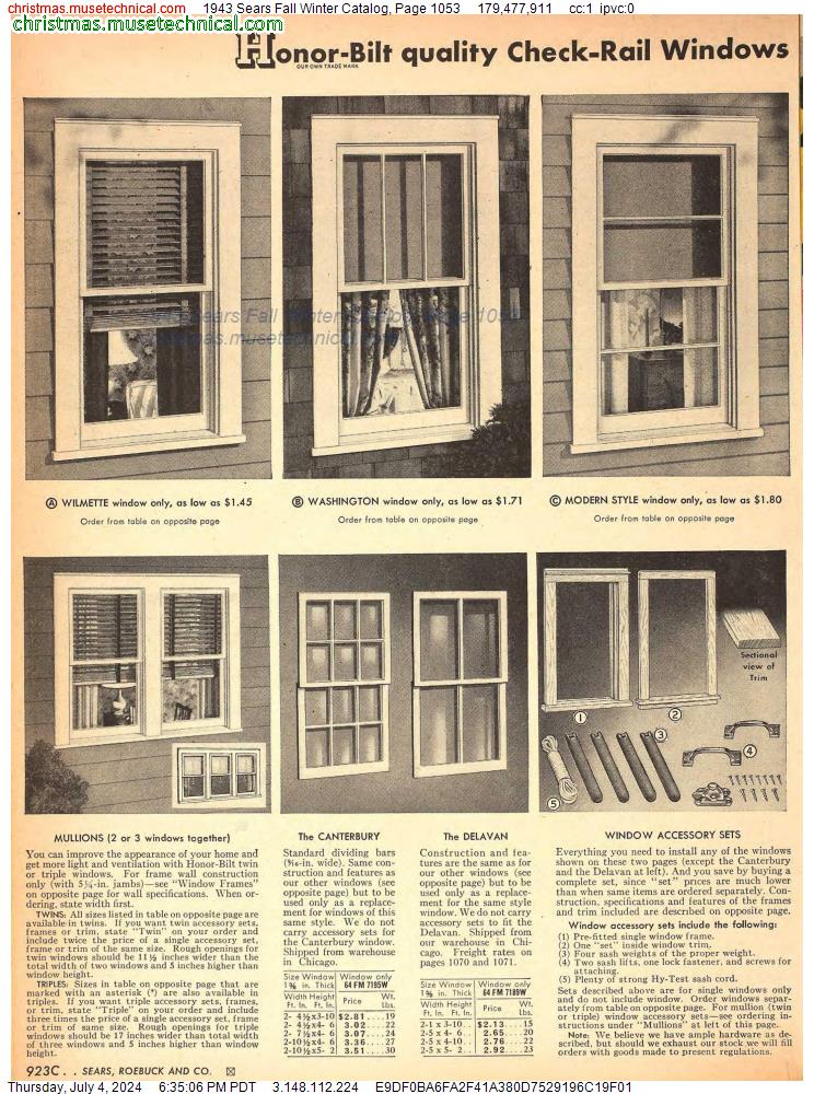 1943 Sears Fall Winter Catalog, Page 1053