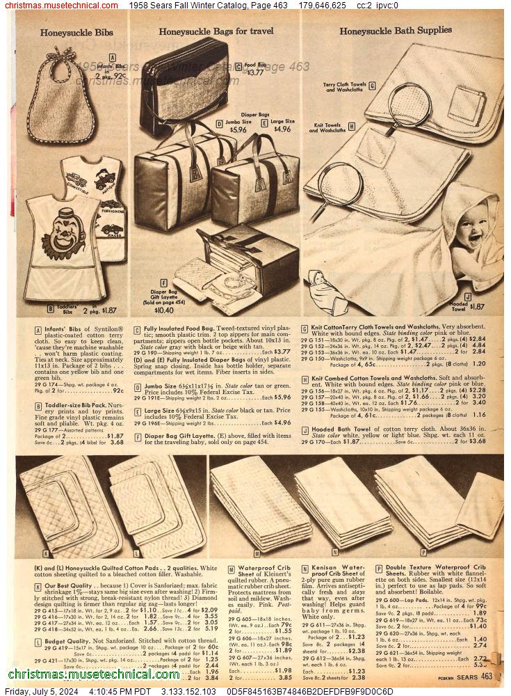 1958 Sears Fall Winter Catalog, Page 463