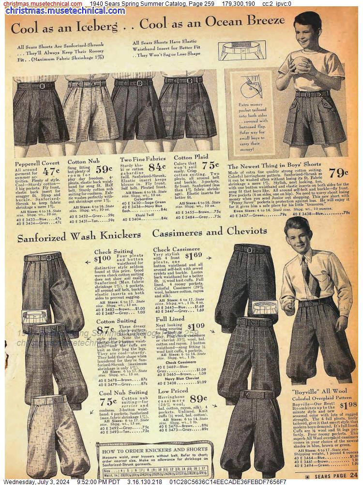 1940 Sears Spring Summer Catalog, Page 259 - Catalogs & Wishbooks