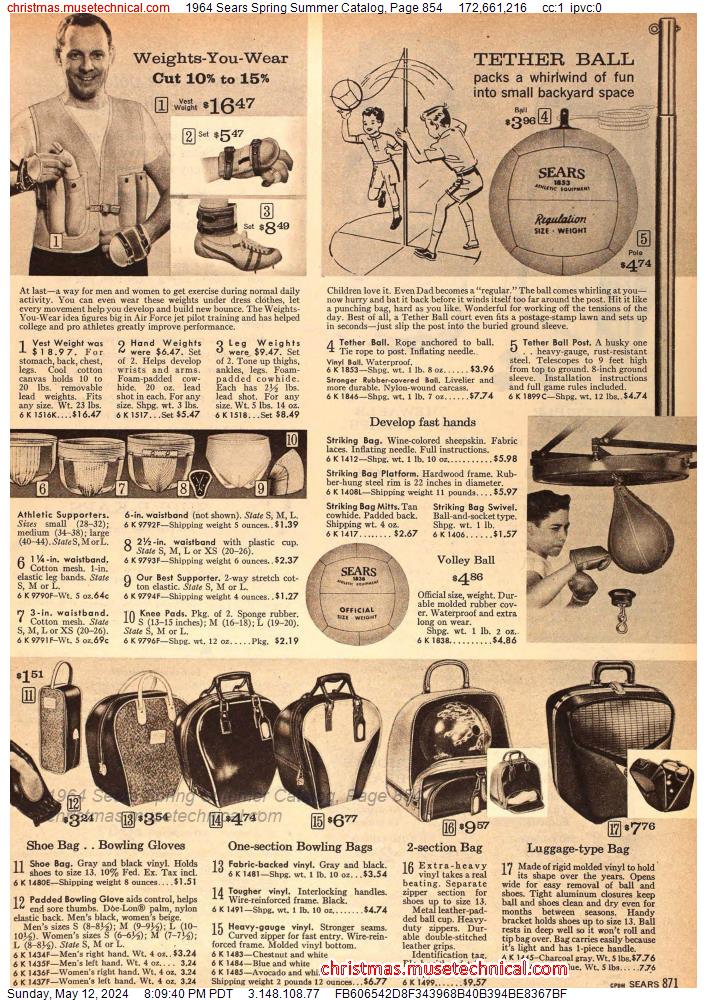 1964 Sears Spring Summer Catalog, Page 854