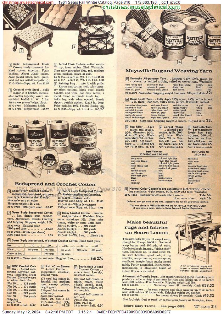 1961 Sears Fall Winter Catalog, Page 310