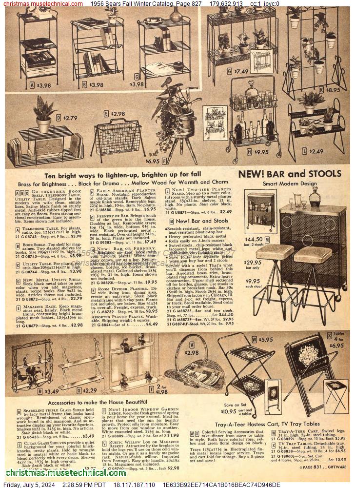 1956 Sears Fall Winter Catalog, Page 827