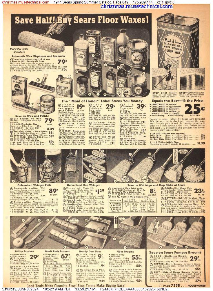 1941 Sears Spring Summer Catalog, Page 849