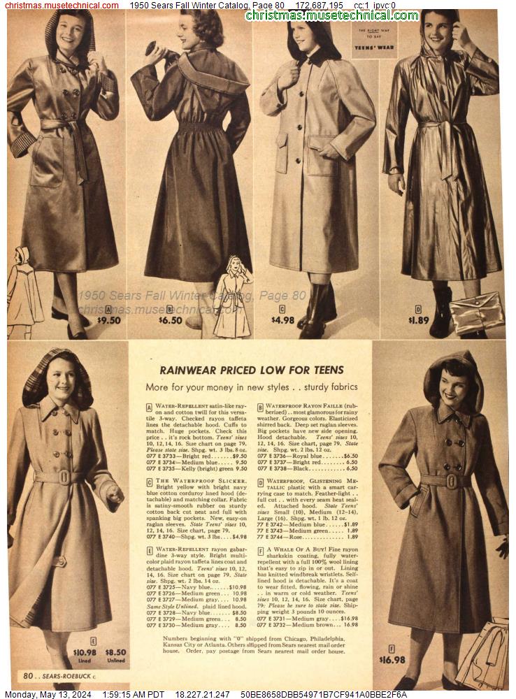 1950 Sears Fall Winter Catalog, Page 80