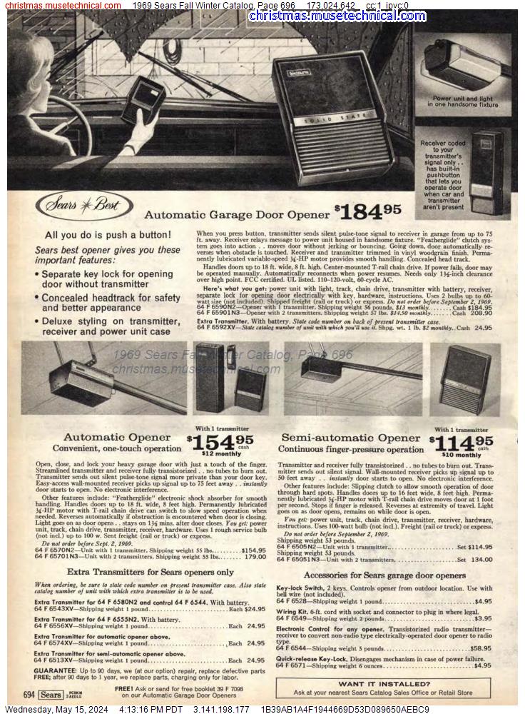 1969 Sears Fall Winter Catalog, Page 696