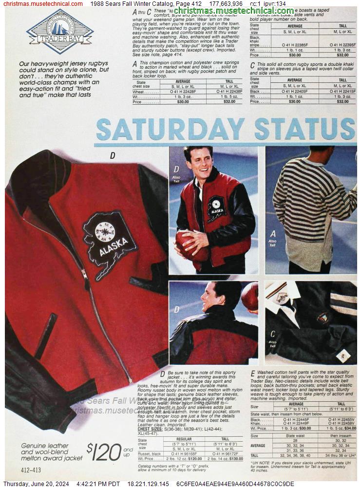 1988 Sears Fall Winter Catalog, Page 412