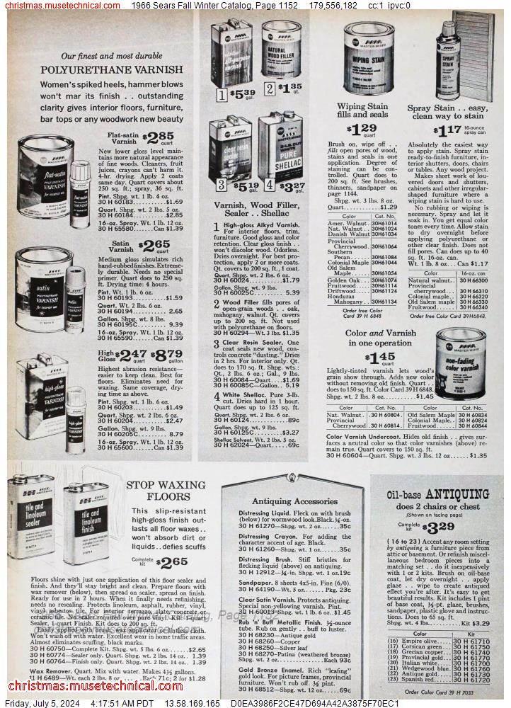1966 Sears Fall Winter Catalog, Page 1152