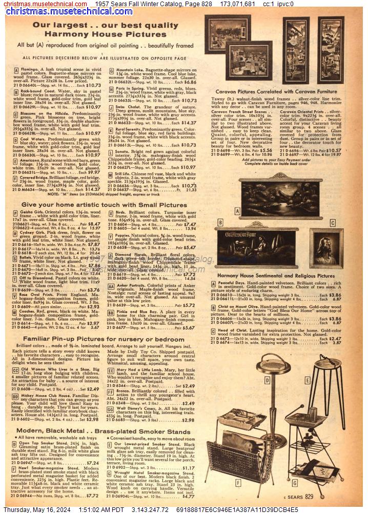 1957 Sears Fall Winter Catalog, Page 828