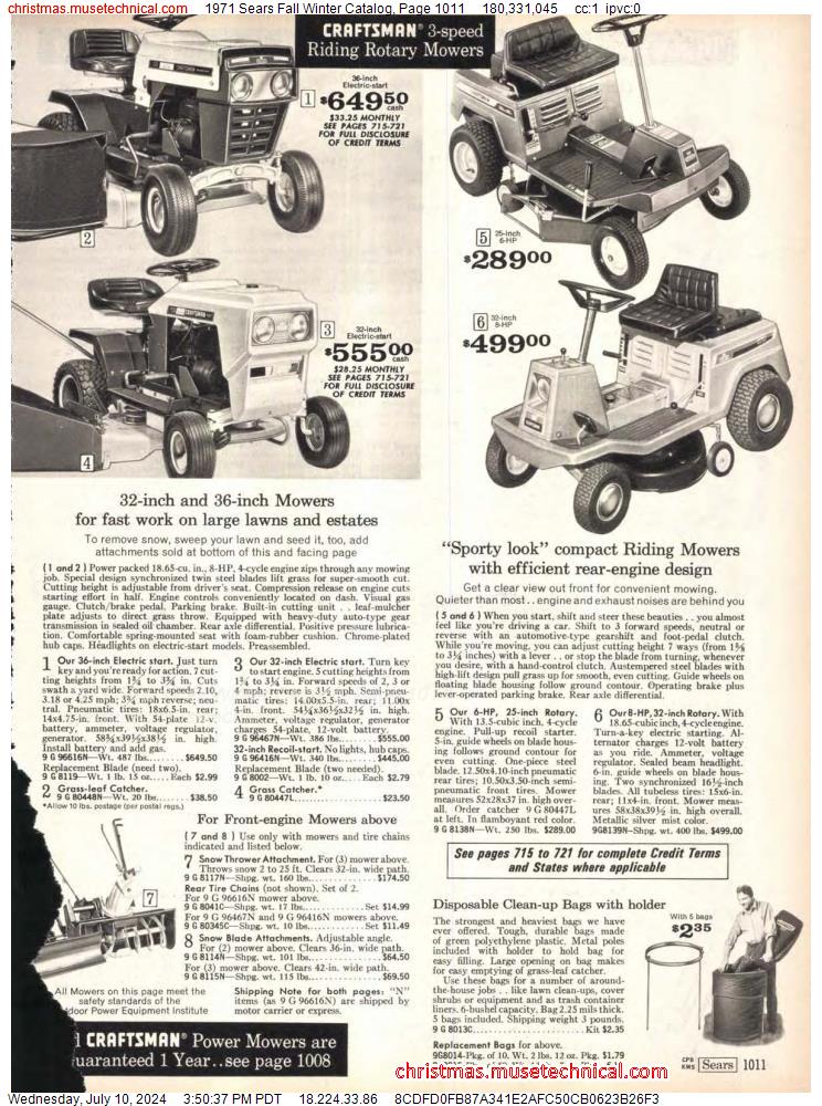 1971 Sears Fall Winter Catalog, Page 1011