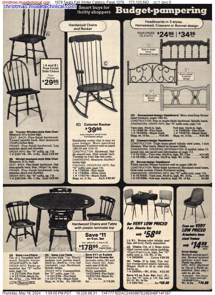 1978 Sears Fall Winter Catalog, Page 1276