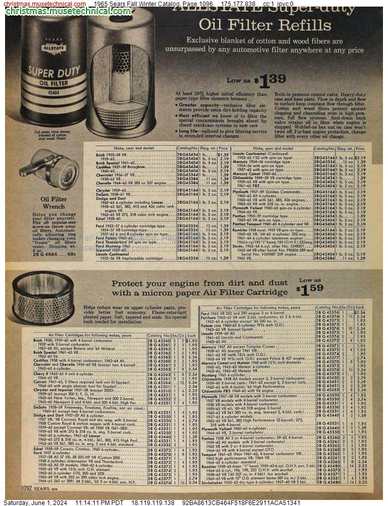 1965 Sears Fall Winter Catalog, Page 1096
