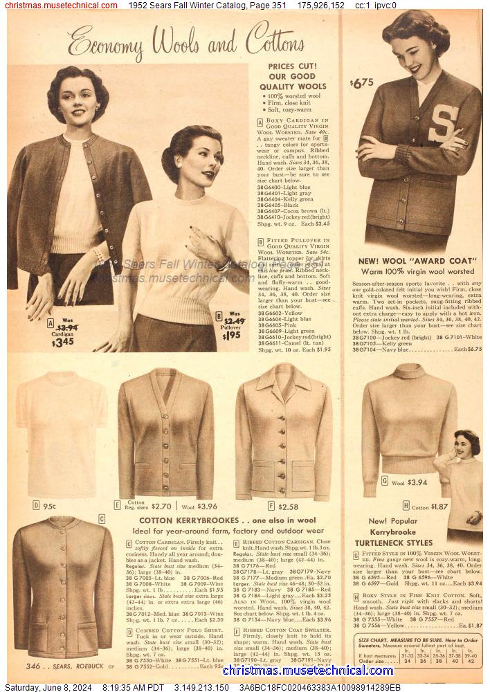 1952 Sears Fall Winter Catalog, Page 351