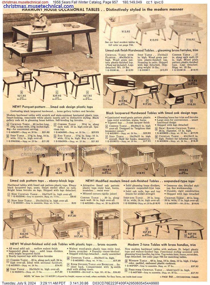 1956 Sears Fall Winter Catalog, Page 957
