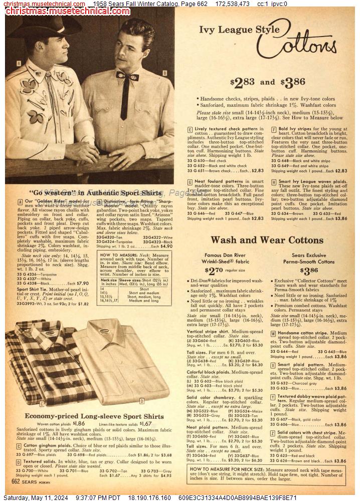 1958 Sears Fall Winter Catalog, Page 662