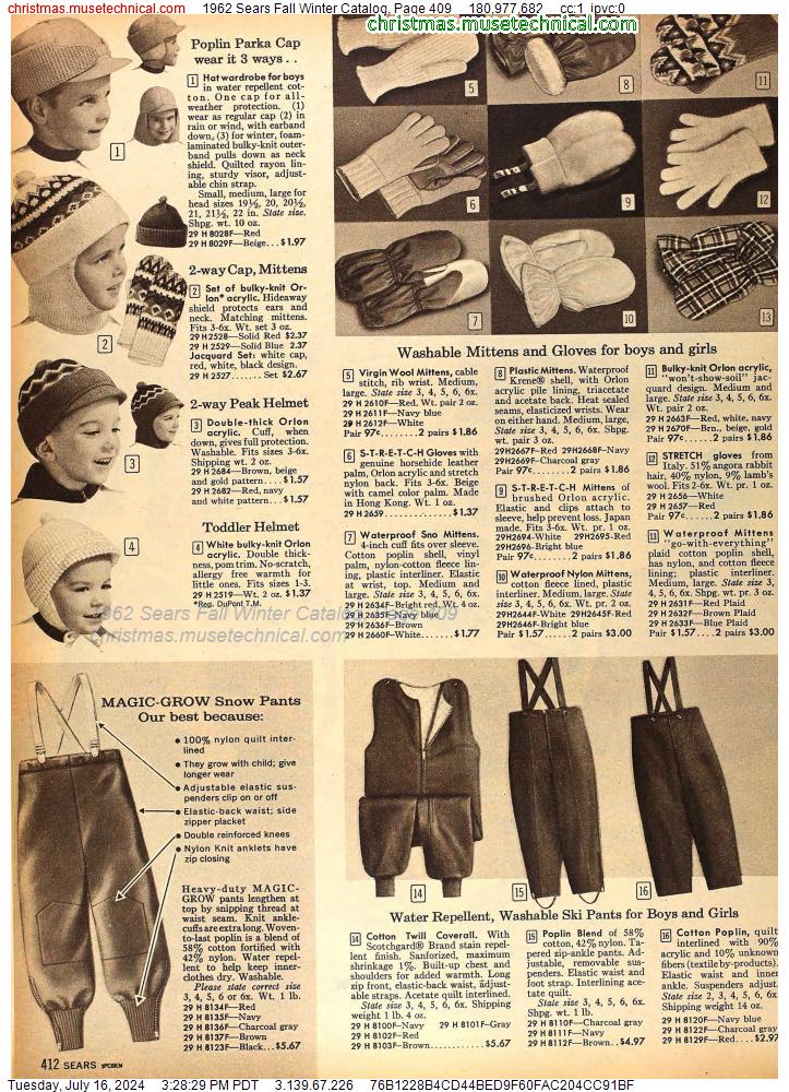 1962 Sears Fall Winter Catalog, Page 409