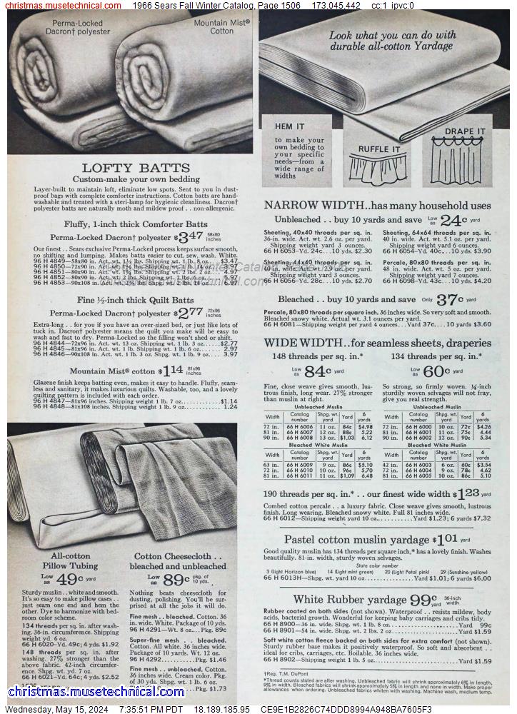 1966 Sears Fall Winter Catalog, Page 1506
