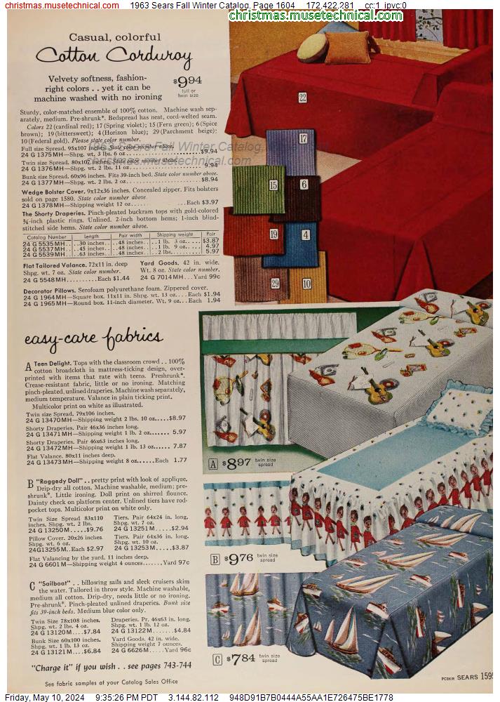 1963 Sears Fall Winter Catalog, Page 1604