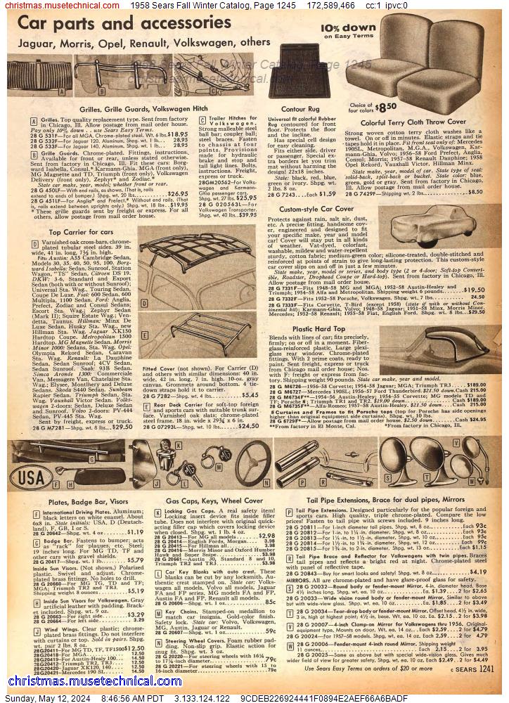 1958 Sears Fall Winter Catalog, Page 1245