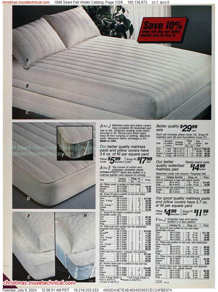 1986 Sears Fall Winter Catalog, Page 1326