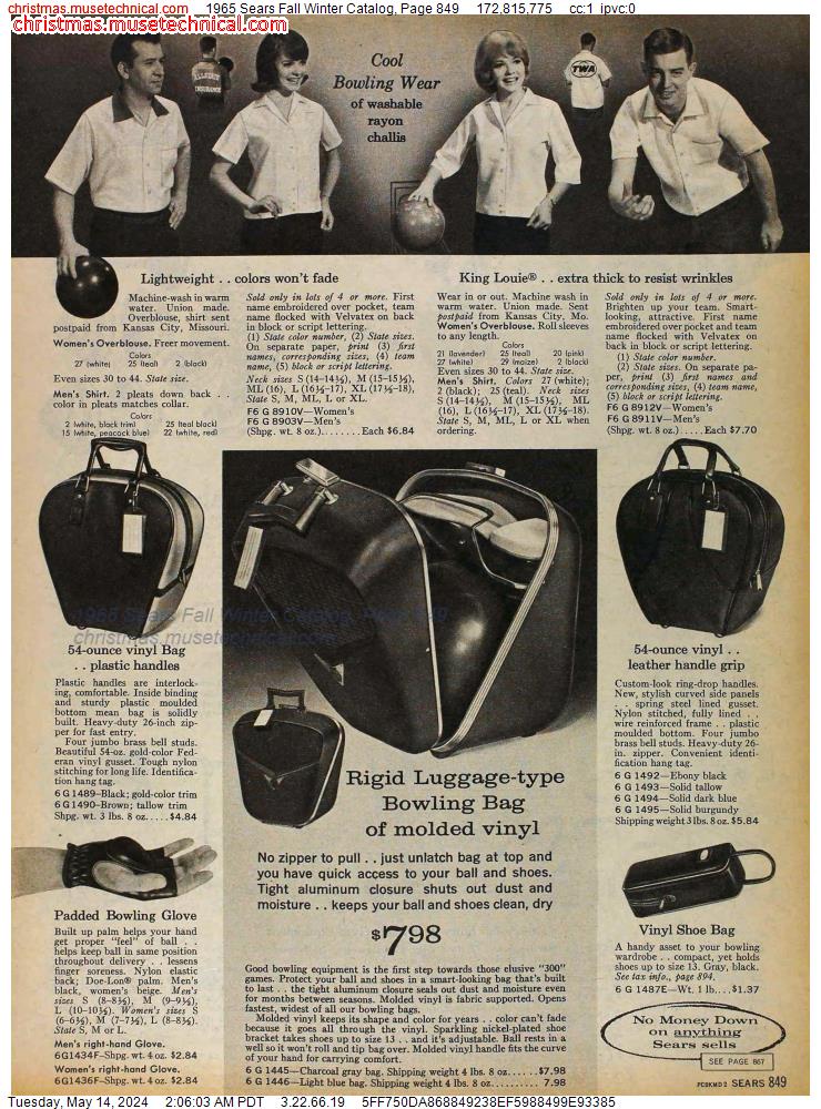 1965 Sears Fall Winter Catalog, Page 849
