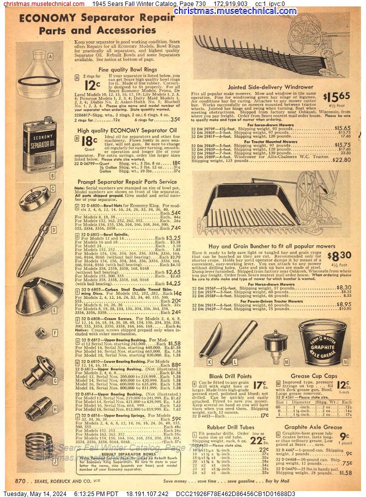 1945 Sears Fall Winter Catalog, Page 730