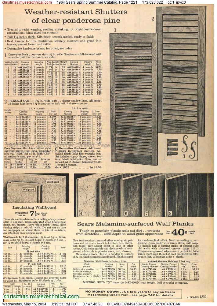 1964 Sears Spring Summer Catalog, Page 1221