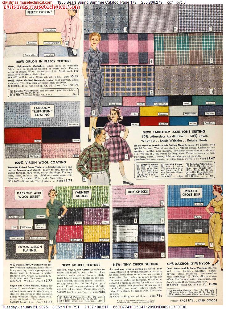 1955 Sears Spring Summer Catalog, Page 173