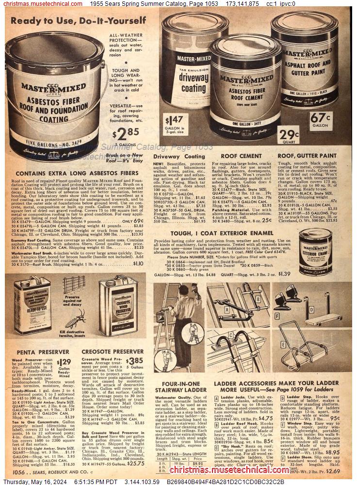 1955 Sears Spring Summer Catalog, Page 1053
